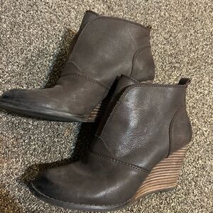 Lucky Brand Dark Brown Wedge Ankle Booties